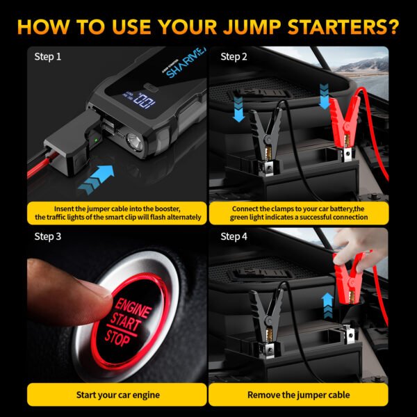 12V Battery Jump Starter (5) 12V Battery Jump Starter Pack Portable Power Bank 20000mAh