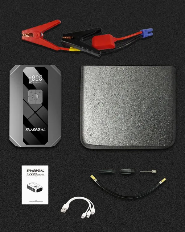 Emergency Tool Multi-function Battery Portable 12V Car Jump Starter with Air Compressor