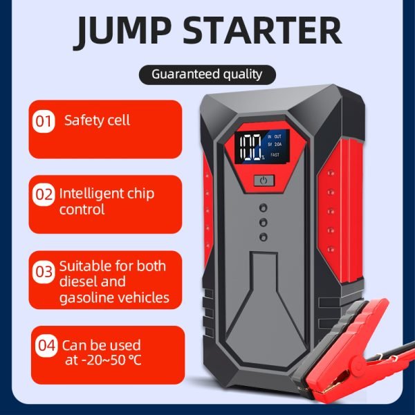 Multifunction Portable OEM ODM 12V Car Jump Starter Power Bank With LED Display
