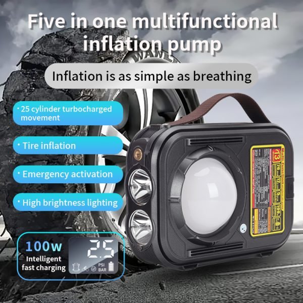 主图 5-in-1 OEM Car Jumper Booster Multi-Function 12v Auto Power Bank 3000a Jump Starter With Air Compressor Digital