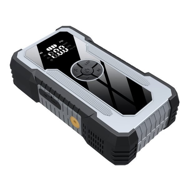 Compact 12V battery jump starter with Tire Inflator and Built-in Air Compressor for Quick Use