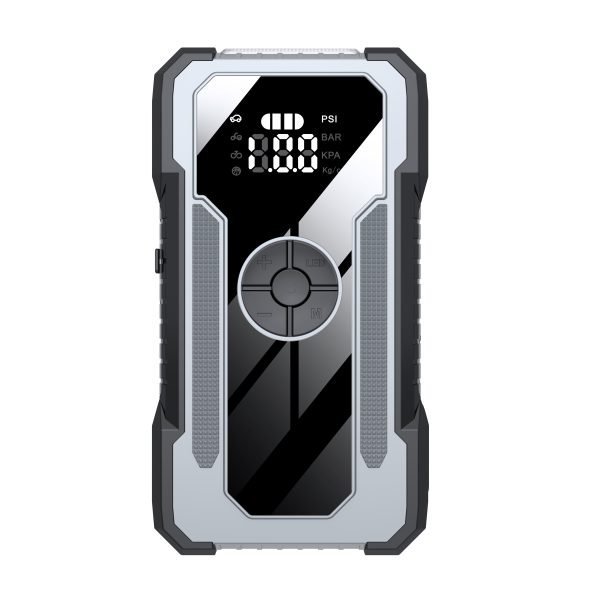 Compact 12V battery jump starter with Tire Inflator and Built-in Air Compressor for Quick Use