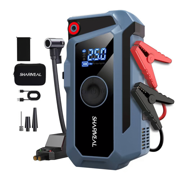 Jump starter with air compressor