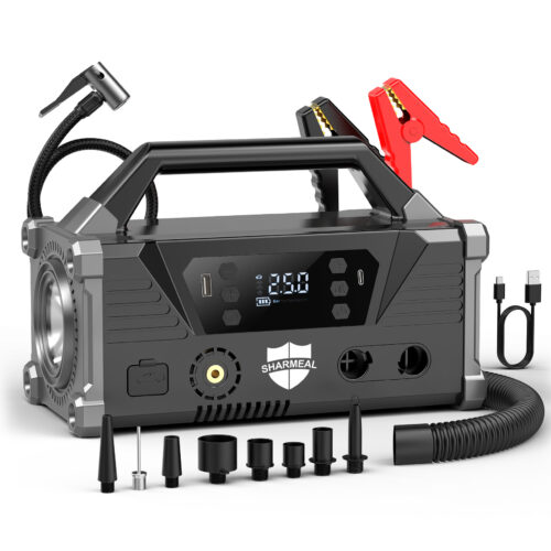 GL995 2026 1 Sharmeal GL995 5-in-1 Jump Starter with Air Inflator, Air blower, 150PSI Portable Car Battery Jump Starter (9L Gas/8L Diesel)