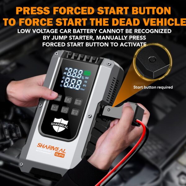 主图_05 6000mAh 16000mAh Lithium Battery Booster Portable Car Jump Starter Power Bank with Air Pump