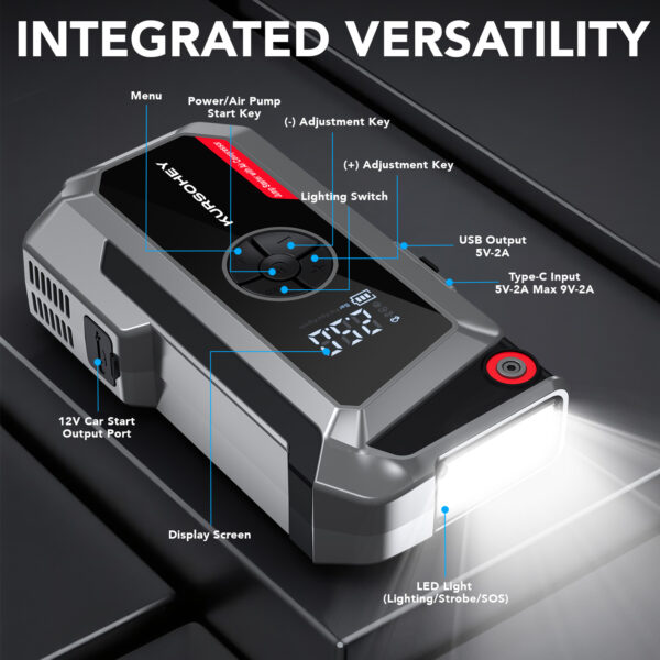 SHARMEAL 12v Battery Booster Car Jump Starter Power Bank Portable Car Jump Starter With Air Pump