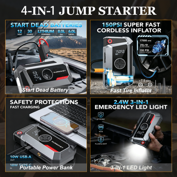 Car Jump Starter Power Bank With Air Pump