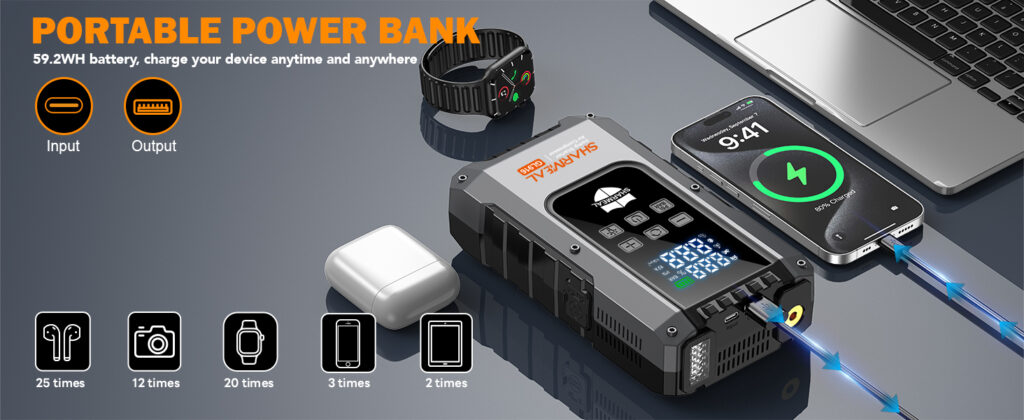 Car Jump Starter Power Bank With Air Pump